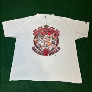 Vintage Chicago Bulls 90s 1997 Jordan NBA Champs XL 27x31 Starter Baggy T Shirt